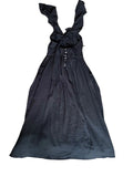 *NWT Bellepiece Dylan Cotton Sleeveless V-Neck Cross Strap Back Button Ruffle Trim Midi Dress, Size S