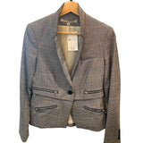 *Veronica Beard Paloma Houndstooth Plaid One Button Dickey Blazer Jacket, Size 4(S)