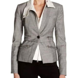 *Veronica Beard Paloma Houndstooth Plaid One Button Dickey Blazer Jacket, Size 4(S)