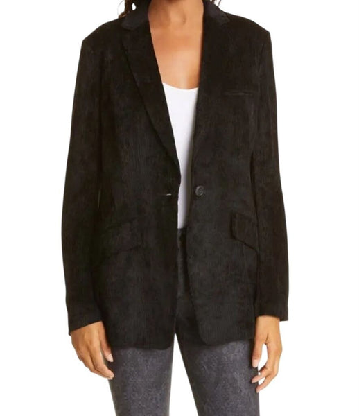 *Rag & Bone Margot Plush Corduroy Single Button Notch Collar Flap Pockets Blazer, Size 4