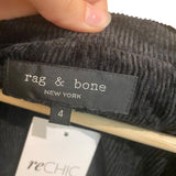 *Rag & Bone Margot Plush Corduroy Single Button Notch Collar Flap Pockets Blazer, Size 4
