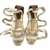 *NWT Ulla Johnson Divina Canvas & Leather Ankle Wrap Platform Espadrille Sandal, Size 38.5