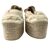 *NWT Ulla Johnson Divina Canvas & Leather Ankle Wrap Platform Espadrille Sandal, Size 38.5