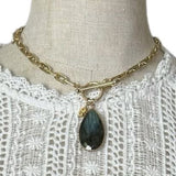 Maureen Prisby Chain Link Toggle Clasp Labradorite Necklace w/Pouch