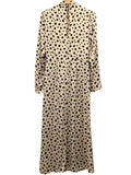 *Reformation Carmelina Silk Dot Long Sleeve Mock Neck Open Back Wrap Midi Dress, Size 6