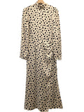 *Reformation Carmelina Silk Dot Long Sleeve Mock Neck Open Back Wrap Midi Dress, Size 6