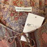 *Ulla Johnson Bea Silk Chiffon Floral 3/4 Balloon Sleeve Tassel Tie Split Neck Top, Size 2