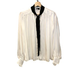 *The Kooples Satin Long Sleeve Tie Collar V-Neck Button-Up Top, Size K1=US XS