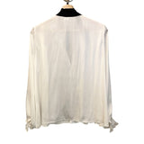 *The Kooples Satin Long Sleeve Tie Collar V-Neck Button-Up Top, Size K1=US XS