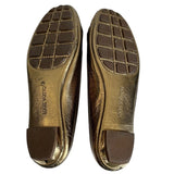 ^Louis Vuitton Metallic Leather 1/2" Metal Heel Ballet Flats with Metal LV Logo Toe, Size 36