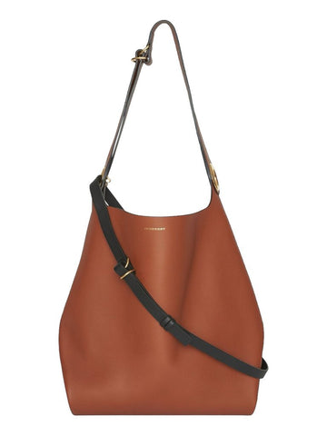 *Burberry Smooth Leather Dual Grommet Straps Large Hobo Shoulder Bag w/Attached Pouch