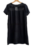 *Isabel Marant Caleen Cotton Short Sleeve Crew Crochet Inset Ruffle Trim Shift Dress, Size FR38=US6