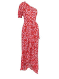 *NWT Veronica Beard Vie Floral Crepe One-Shoulder Puff Sleeve Ruffle Hem Midi Dress, Size 4