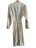 *Antik Batik Tani Cotton Gauze Embroidered Long Sleeve Crew Tie Back Mini Dress, Size FR40=US8