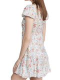 *LoveShackFancy Russ Floral Cap Sleeve Ruffle V-Neck Flounce Hem Mini Dress, Size 6