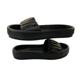 *NWT Khaite Cruz Leather Ruched Vamp Low Footbed Raised Sole Slide Sandals, Size 40.5