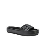 *NWT Khaite Cruz Leather Ruched Vamp Low Footbed Raised Sole Slide Sandals, Size 40.5