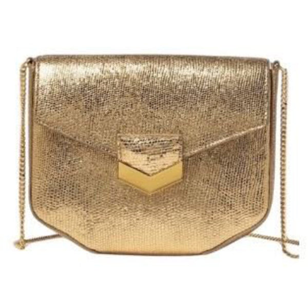 *DeMellier The Mini London Metallic Textured Leather Magnetic Closure Chain Strap Crossbody Bag