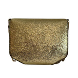 *DeMellier The Mini London Metallic Textured Leather Magnetic Closure Chain Strap Crossbody Bag