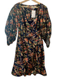 *Sachin & Babi Fabienne Floral 3/4 Sleeve Surplice Faux Wrap Ruffle Hem Mini Dress, Size 2