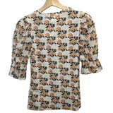 *Nation LTD Bia Cotton Jersey & Voile Floral Puff Gathered Sleeve Crew Neck Tee Top, Size XS