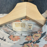 *Nation LTD Bia Cotton Jersey & Voile Floral Puff Gathered Sleeve Crew Neck Tee Top, Size XS