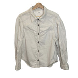 *Isabel Marant Leona Cotton & Linen Denim Long Puff Sleeve Collared Button-Up Shirt, Size FR38=US6