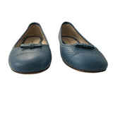 *Prada Perforated Leather Round Toe Bow Trim Ballet Flats, Size 36