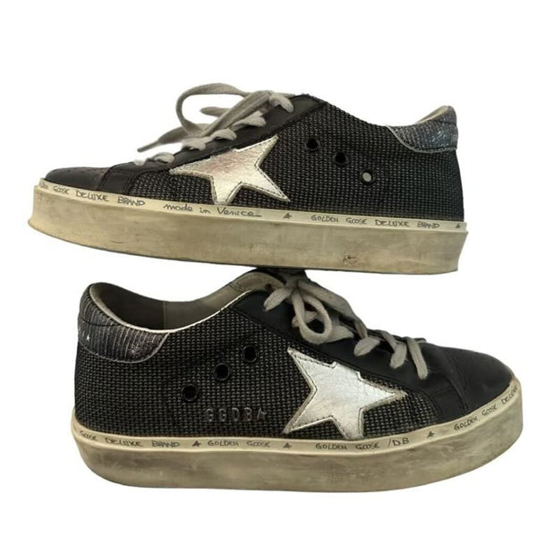 *Golden Goose Hi Star Mixed Leather Net Low-Top 1" Flat Platform Sneakers, size 36