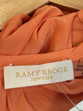 *Ramy Brook Mel Satin Stud Trim Sleeveless Halter Neck Smocked Waist Midi Dress, Size M