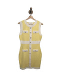 *NWOT Endless Rose High Crew Neck Knit Contrast Trim Sleeveless Button-Up Mini Dress, Size M