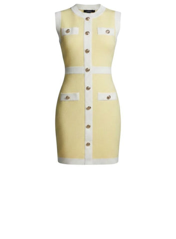 *NWOT Endless Rose High Crew Neck Knit Contrast Trim Sleeveless Button-Up Mini Dress, Size M