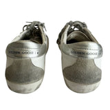 ^Golden Goose Superstar Leather Silver Heel Cap Suede Star Low-Top Sneakers, Size 40