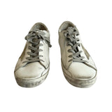 ^Golden Goose Superstar Leather Silver Heel Cap Suede Star Low-Top Sneakers, Size 40