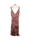 *NWT MISA Los Angeles Diana Chiffon Floral Ruffle Trim Tie Cami Tiered Maxi Dress, Size XL