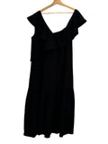 *Cuyana Maxi Flounce Cotton Seersucker One Sleeve Flounce Hem Midi Dress, Size L