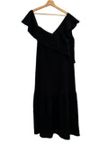 *Cuyana Maxi Flounce Cotton Seersucker One Sleeve Flounce Hem Midi Dress, Size L