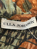 *Ulla Johnson Kamila Metallic Ikat Balloon Sleeve Smocked Ruffle Neck Mini Dress, Size 4 (S)