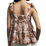 *NWT Mille Resort & Travel Delphine Cotton Floral Tie Shoulder Cami Button-Up Top, Size S