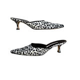 *Manolo Blahnik Textile Leopard Pointed Toe 2" Kitten Heel Mule Pumps, Size 39