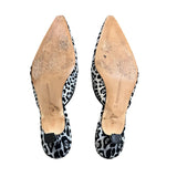 *Manolo Blahnik Textile Leopard Pointed Toe 2" Kitten Heel Mule Pumps, Size 39