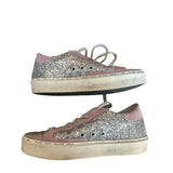 *Golden Goose Hi Star Suede & Glitter Sequin Low-Top 1" Flat Platform Sneakers, size 37