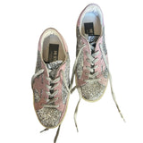 *Golden Goose Hi Star Suede & Glitter Sequin Low-Top 1" Flat Platform Sneakers, size 37