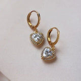 Katie Waltman 14K Gold Plate CZ Pave Heart Huggie Hoop Earrings