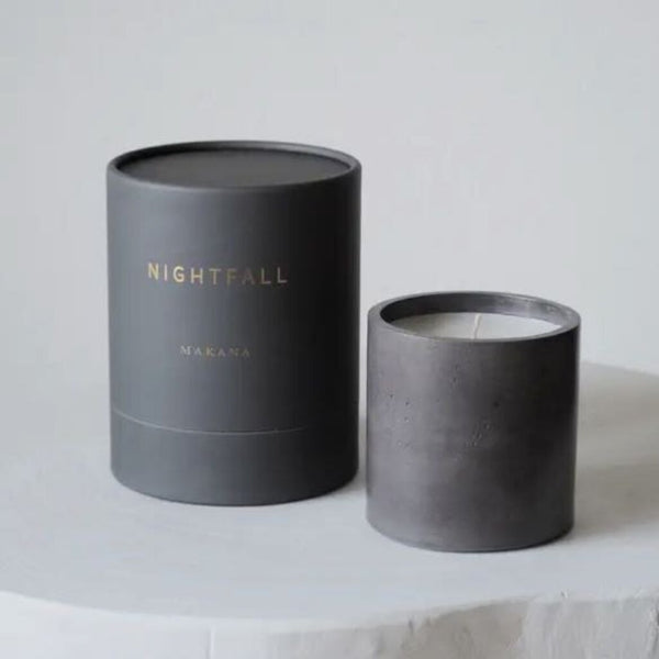 Makana Nightfall Candle in Charcoal Concrete Jar, 11 oz.