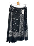 *Sacai Paisley Accordian Pleat Grosgrain Ribbon Wrap Asymmetric Chiffon Panel Midi Skirt, Size M