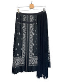 *Sacai Paisley Accordian Pleat Grosgrain Ribbon Wrap Asymmetric Chiffon Panel Midi Skirt, Size M