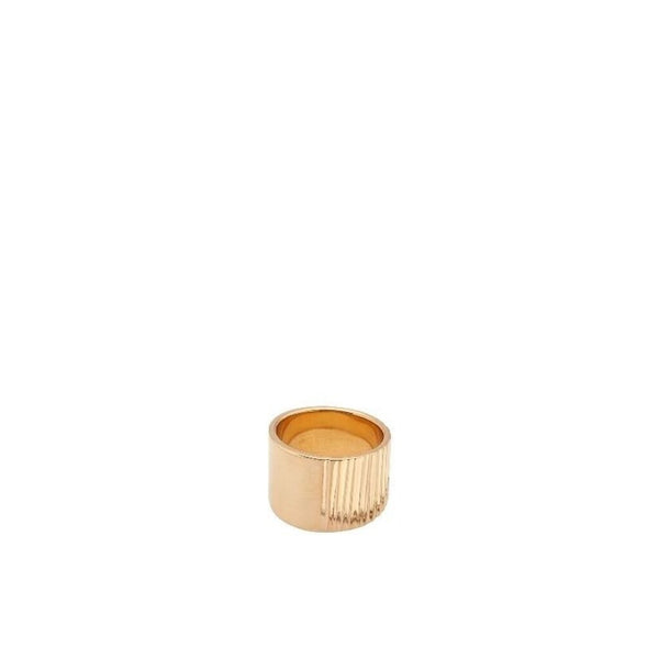*Soko 24K Gold Plated Meta Ridged Band Ring, Size 9