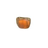 *Soko 24K Gold Plated & Orange Recycled Glass Umbo Square Statement Ring, Size 8