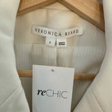 *Veronica Beard Timber Double Breasted Peak Lapel Stripe Cuff Dickey Blazer, Size 8